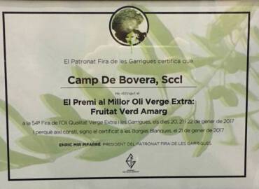 Premi al millor oli verge extra: fruitat verd amarg